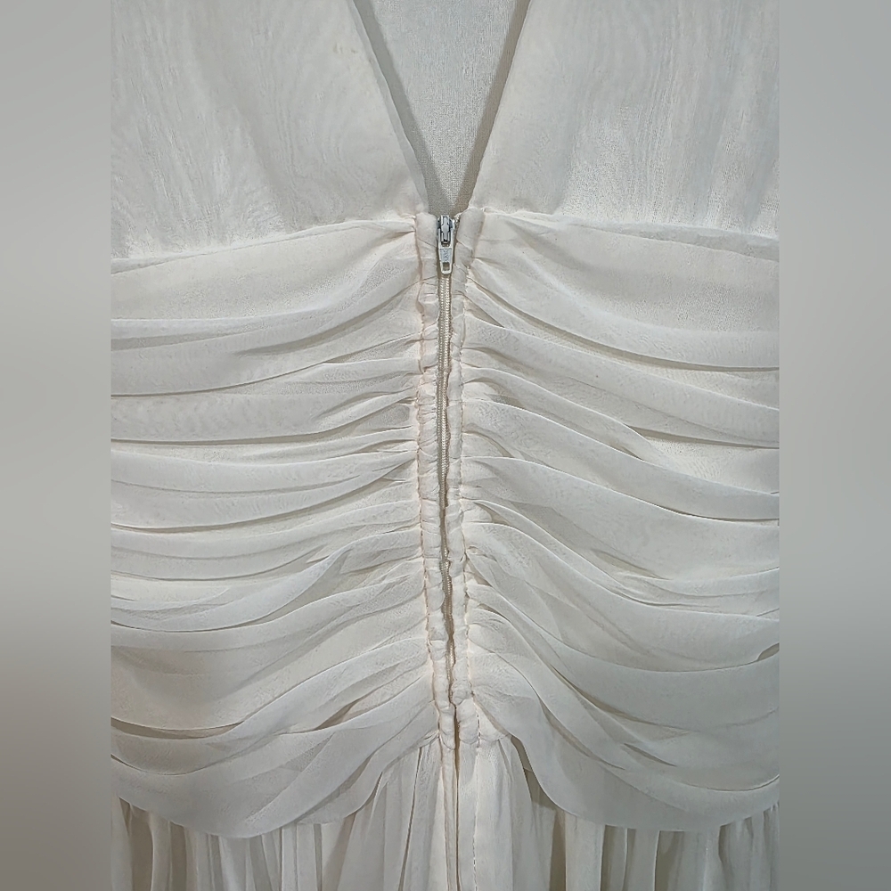 Algo Boutique 🌟 Vintage-Inspired Cream Chiffon Midi Embellished Dress - Picture 11 of 16